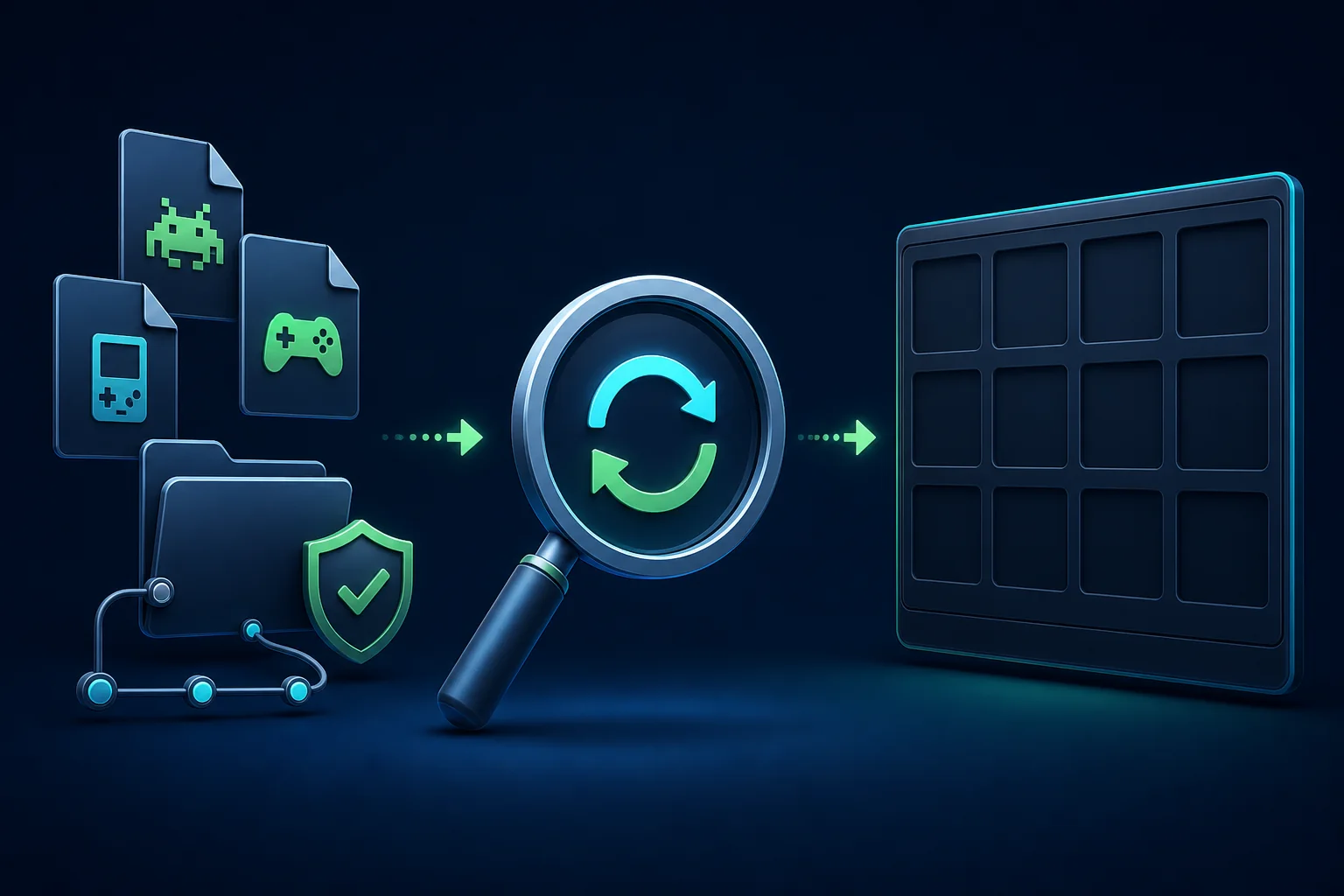 Editorial concept illustration of rescanning a missing game library after checking folder permissions